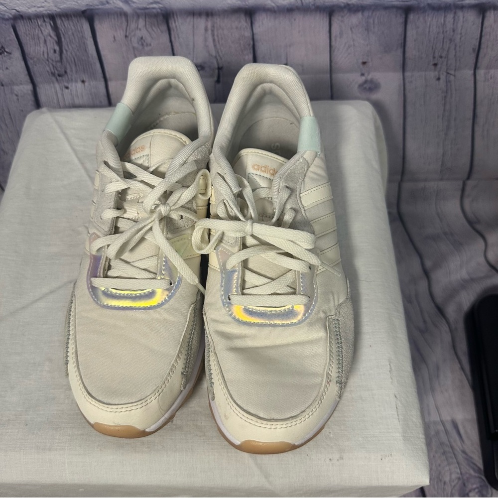 adidas Cream and Gray Women's Sneakers - Picture 2 of 4